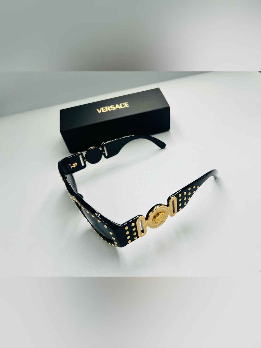 Versace Medusa Biggie Stud Embellished Sunglasses NWOT - Picture 3 of 8